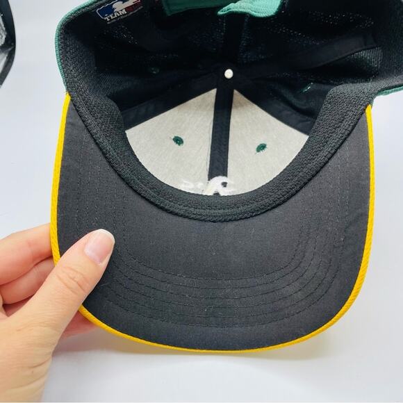 Teams MLB Oakland Athletics Green & Yellow Adjustable Mens Baseball Hat Cap - Picture 4 of 5